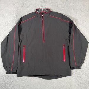Footjoy Jacket Mens Medium Black Red 1/4 Zip Dryjoys Tour Collection Pullover